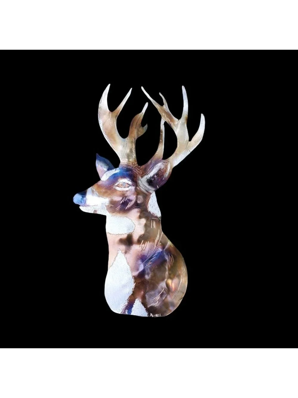 White-Tailed Deer Powder Coated Metal 19 inch tall Wall Art Psalm 42:1 Signed